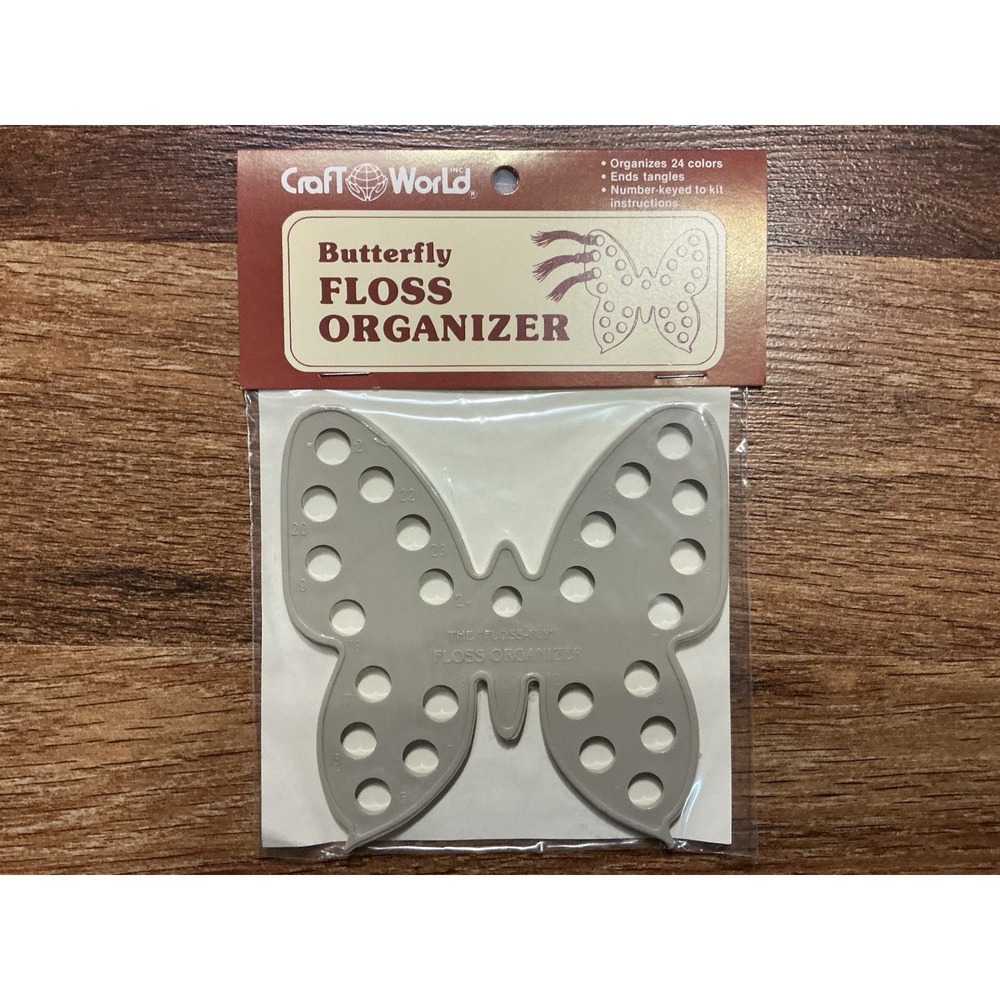 Craft World GRAY BUTTERFLY FLOSS ORGANIZER Organizes 24 Colors ENDS TANGLES